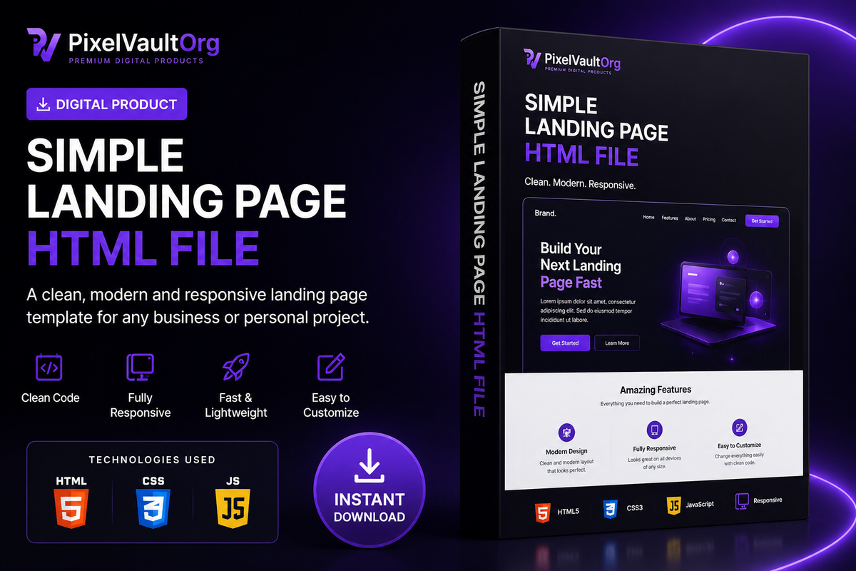 Premium Simple Landing Page HTML Template – Responsive HTML5 Website
