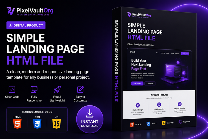Premium Simple Landing Page HTML Template – Responsive HTML5 Website