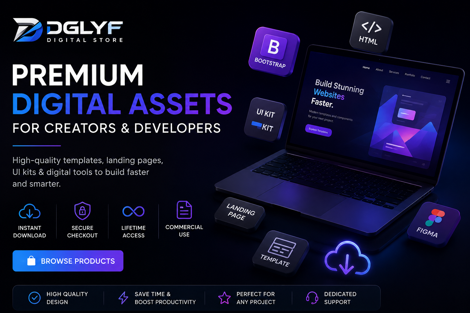 Original digital products, delivered instantly